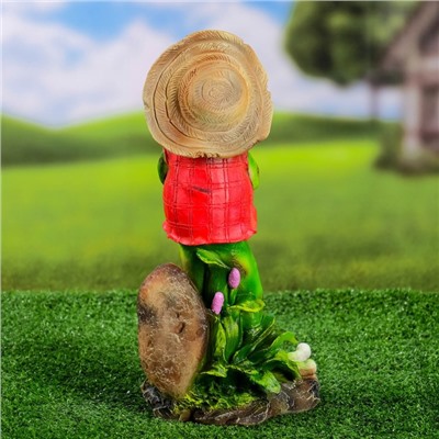 Садовая фигура из полистоуна «Лягушонок-садовник», 17×12×33 см