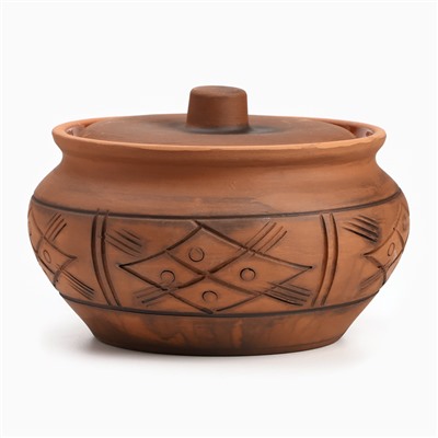 Жаровня Кунгурская керамика «Молочение», 3 л, керамика, коричневая