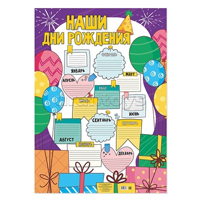 Плакат А2 вертикальный "Наши дни рождения"