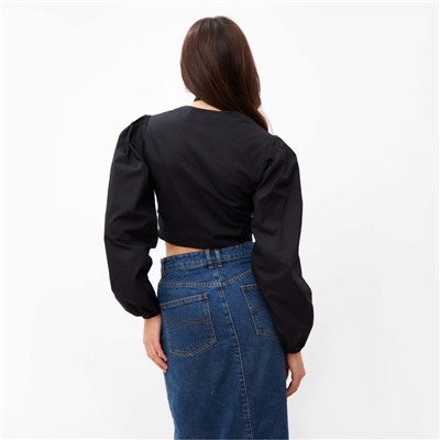 Блузка женская укороченная MIST Summer time, размер 46, чёрная