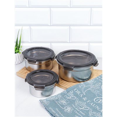 Салатники с крышкой 3 предмета /350/550/900 мл/ S-109 /уп 48/