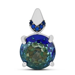 Подвеска, мистик кварц синий , наносапфир, Мадрид