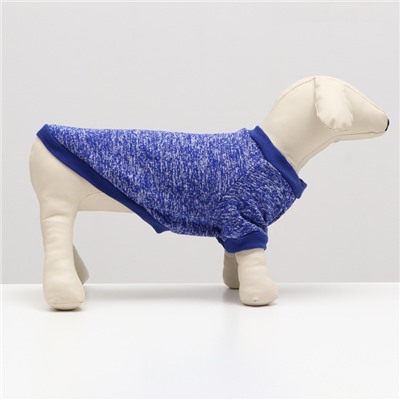 Свитер меланжевый, размер XS (ДС 14, ОШ 23, ОГ 22 см), синий