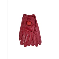 Укороченные женские перчатки из натуральной кожи, цвет красный