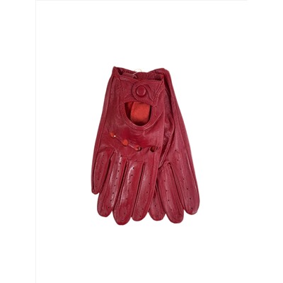 Укороченные женские перчатки из натуральной кожи, цвет красный