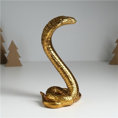 Фигурка полистоун «Египетская кобра», под золото, 10.5×8.7×19 см