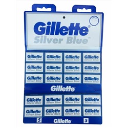 Лезвия для бритья классические двусторонние Джиллетт(ʤɪˈlet) Silver Blue 5шт.(20X5шт. =100 лезвий) на карте (Оригинал)