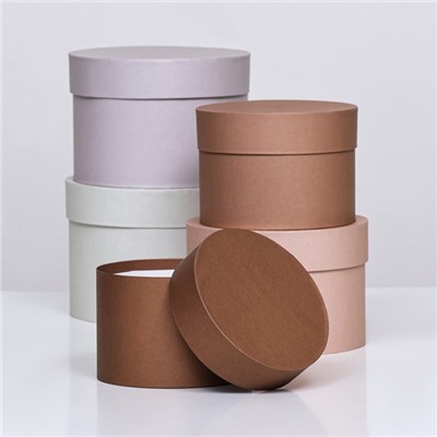 Набор круглых подарочных коробок 5 в 1«Кофе», 20×14 - 15×10 см