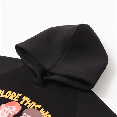 Толстовка (худи) детская MINAKU: Exclusive print, чёрная, Oversize, рост 104 см