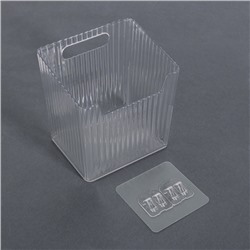 Органайзер для хранения «CRISTAL», навесной, 1 секция, с клеевыми крючками, 11.5×8×11 см, прозрачный