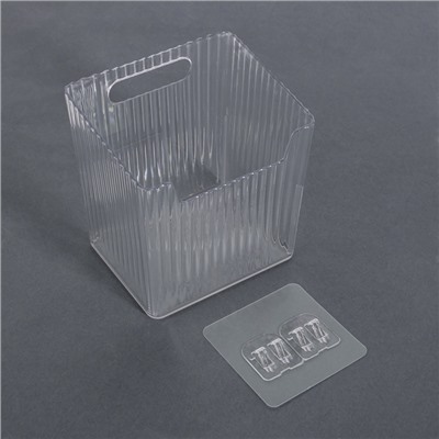 Органайзер для хранения «CRISTAL», навесной, 1 секция, с клеевыми крючками, 11.5×8×11 см, прозрачный