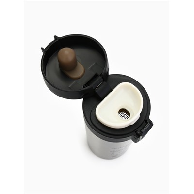 Термокружка новогодняя с кнопкой «Уют», 350 мл, серебристая