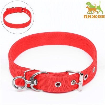 Ошейник двухслойный с вертлюгом, 58×3 см, полиэстер, красный