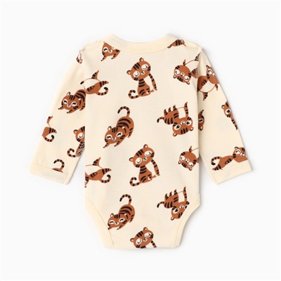 Боди на кнопках Крошка Я «Тигруля», рост 68-74 см, бежевое