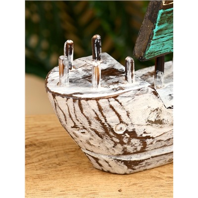 Сувенир «Кораблик», 16×6×17 см, дерево, коричнево-зелёный