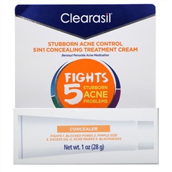 Clearasil, Stubborn Acne Control, маскирующий крем против акне 5-в-1, 28 г (1 унция)