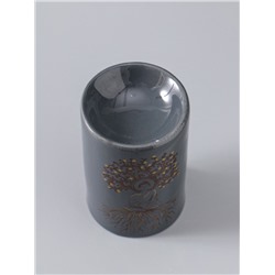 УЦЕНКА Аромалампа для эфирных масел керамика «Фокус на себя», серая с золотом, 7.2×7.2×11.6 см