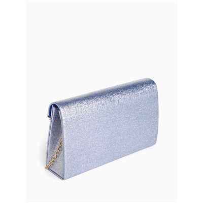 Сумка-клатч женская вечерняя на магните, на золотистой цепочке, мерцающая, светло-синяя