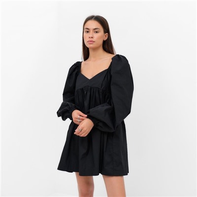 Платье с объёмными рукавами мини женское MIST, чёрное, размер 40-42