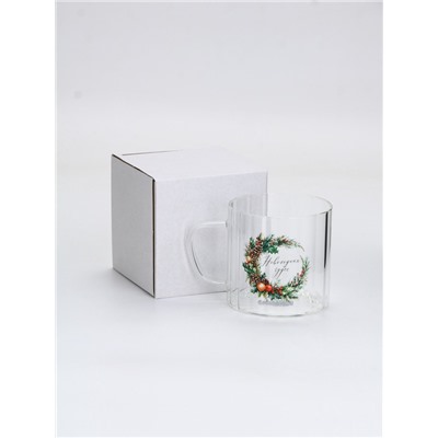 Кружка новогодняя стеклянная «Новогодних чудес», 650 мл