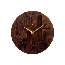 Часы настенные, интерьерные, бесшумные, плавный ход, d=35 см, дерево, коричневые
