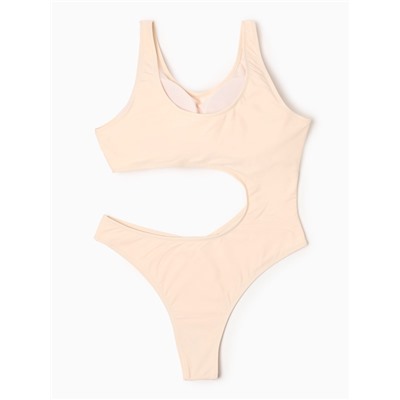 Купальник женский слитный однотонный с вырезом на животе MINAKU, размер 42, молочный