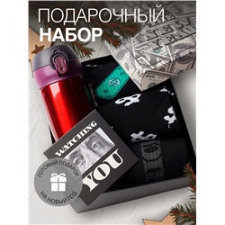 Набор подарочный KAFTAN Be rich, носки 3 пары, размер 41-44 (27-29 см), термос, открытка