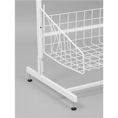 Стойка прикассовая, с 6-штыревой гребенкой и крючками, 64×50×185 см, белая