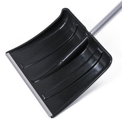 Лопата для уборки снега, автомобильная, пластиковый ковш 380×370 мм, алюминиевая планка, алюминиевый черенок, с ручкой