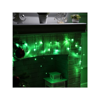 Гирлянда «Бахрома» 1.8×0.5 м, IP20, тёмная нить, 48 LED, свечение зелёное, 8 режимов, 220 В