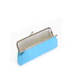 Косметичка женская на фермуаре, маленькая, в перламутровый горох, голубая