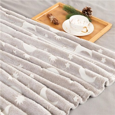 Плед светящийся в темноте «Этель. Луна», 150×200 см, корал-флис