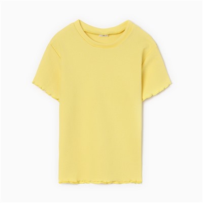 Футболка для девочки однотонная MINAKU: Basic line, жёлтая, рост 146 см