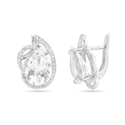 Серьги из серебра горный хрусталь, СПН4106