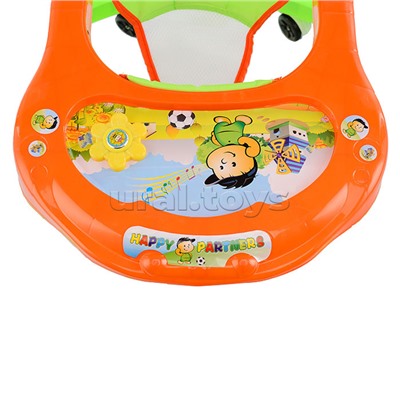 Ходунки "Цветок" со звуком (зеленый-оранжевый) в пакете