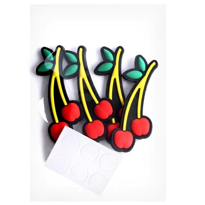 Декор силикон «Вишня» набор 4 шт., размер 1 шт. — 2×6×0.3 см, клеевые подушечки