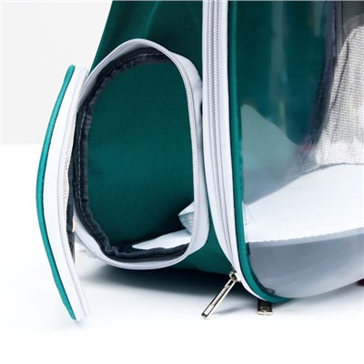 Рюкзак для переноски животных, 31×28×42 см, прозрачный, сине-зелёный