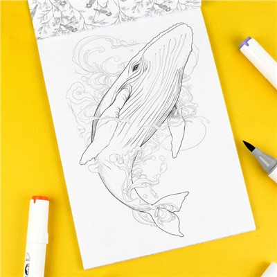 Раскраска 140х200 мм 16л "Раскраска для скетч-маркеров" "ЖИВОТНЫЕ" 72132 Феникс