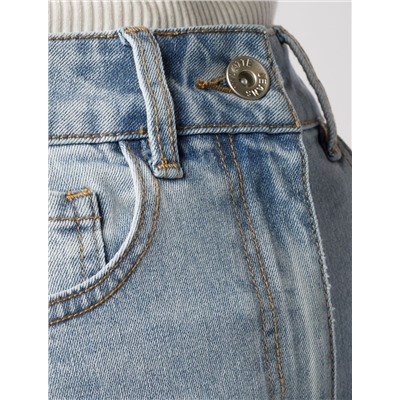 Джинсы трубы рваные из эластичного денима средней плотности