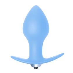 Голубая анальная вибропробка Bulb Anal Plug - 10 см.