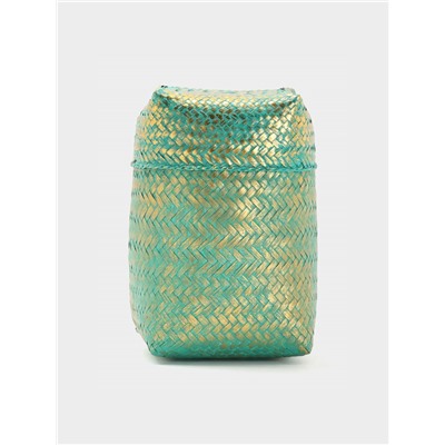 Корзинка плетёная «Голден», 16×16×23 см, голубая