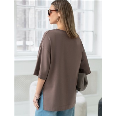 Футболка оверсайз с принтом стразами из премиального хлопка с эластаном