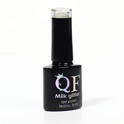 Гель лак для ногтей, «MILK GLITTER», трехфазный, 8 мл, LED/UV, прозрачный (08)