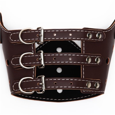 Намордник из прессованной кожи регулируемый, №4, ДН 8.8 см, ОМ 29-35 см, коричневый