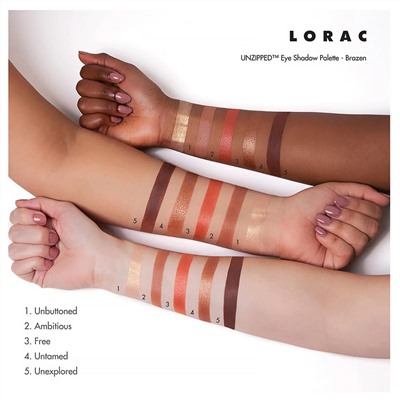 Lorac, Палитра теней для век Unzipped Brazen с двухсторонней кистью, 10,5 г