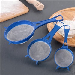 Сито Доляна, набор 3 шт., d=6.5/8/11.5 см, белый