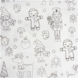 Скатерть новогодняя раскраска Доляна, детская, одноразовая, бумага, 120×180 см, белая
