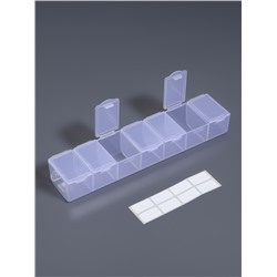 Органайзер для хранения мелочей, 7 ячеек, 19×4.5×3 см, с наклейками, прозрачный