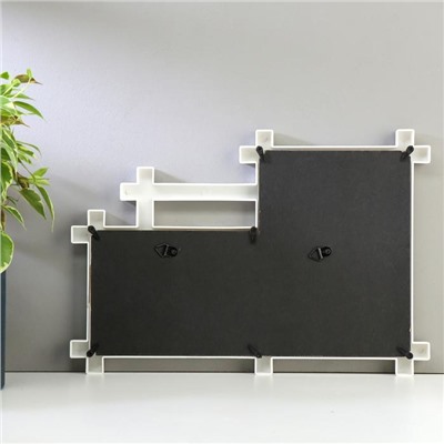 Фоторамка - коллаж на 2 фото 10×15 см, 18×13 см «Прямые линии», белая, 32.5×22.5×2 см