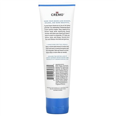 Cremo, Styling Beard Cream, Thickening, 4 fl oz (118 ml)